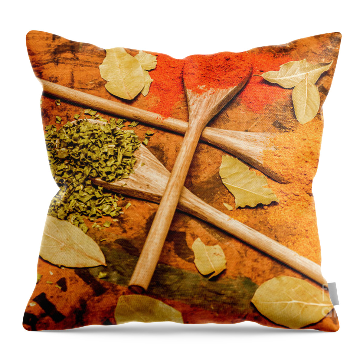 Powder Throw Pillow featuring the photograph Spicy kitchen ingredients by Jorgo Photography