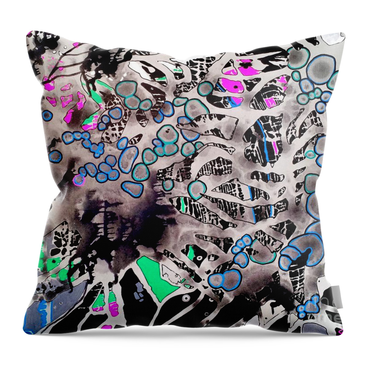 Core Throw Pillow featuring the painting Spider Core by Amy Sorrell