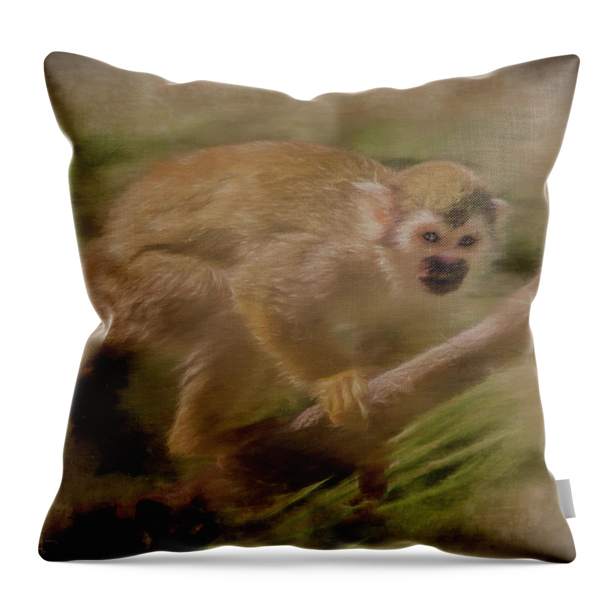 Animal Throw Pillow featuring the mixed media Spider Monkey by Teresa Wilson