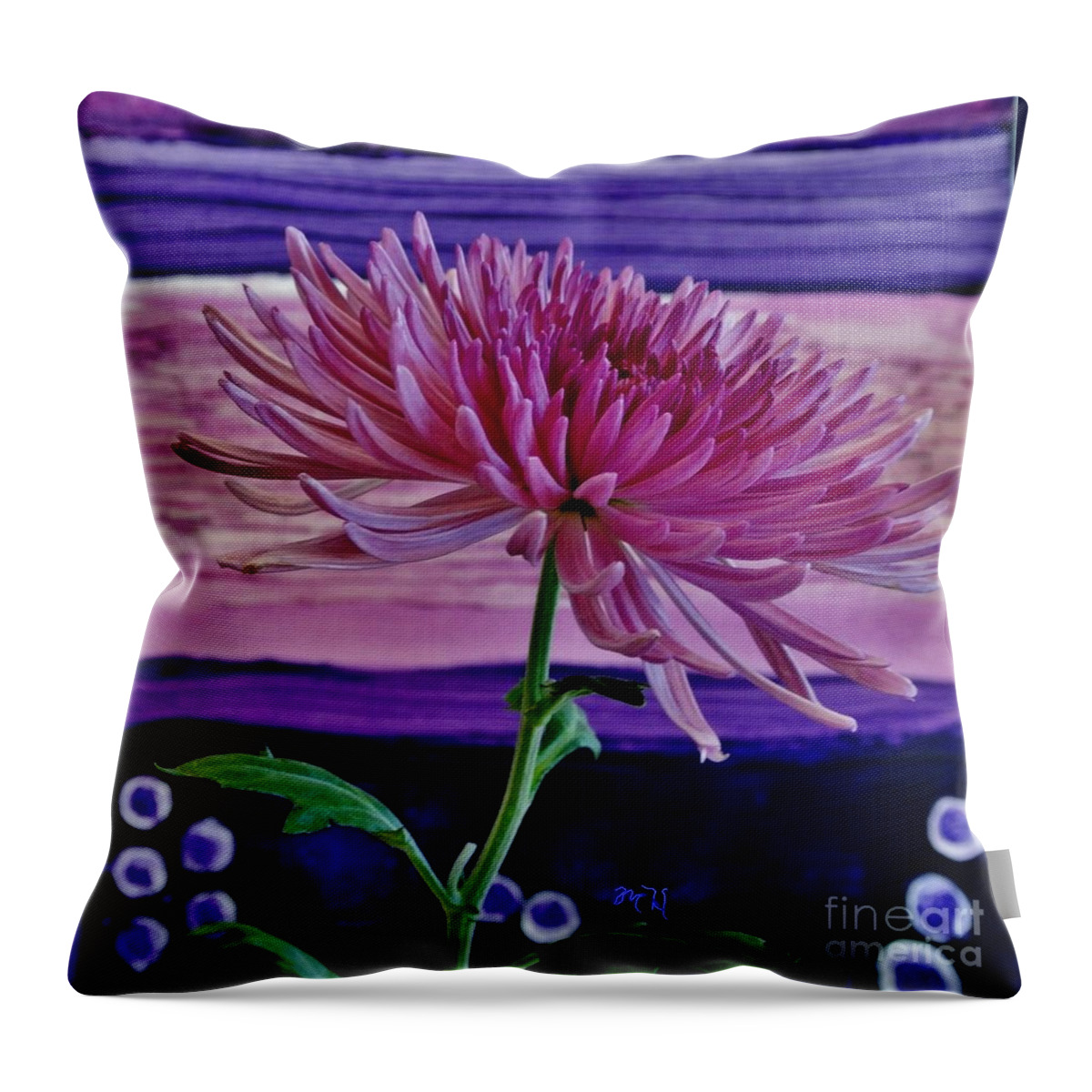Photo Throw Pillow featuring the photograph Spider Mum with Abstract by Marsha Heiken