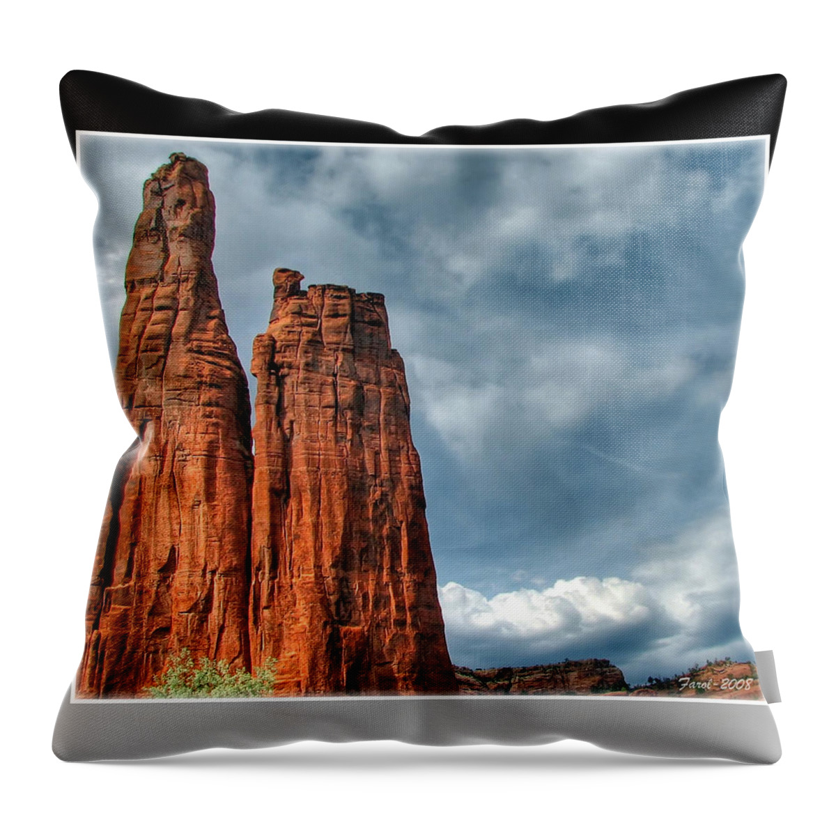 Spider Rock Throw Pillow featuring the photograph Spider Rock by Farol Tomson