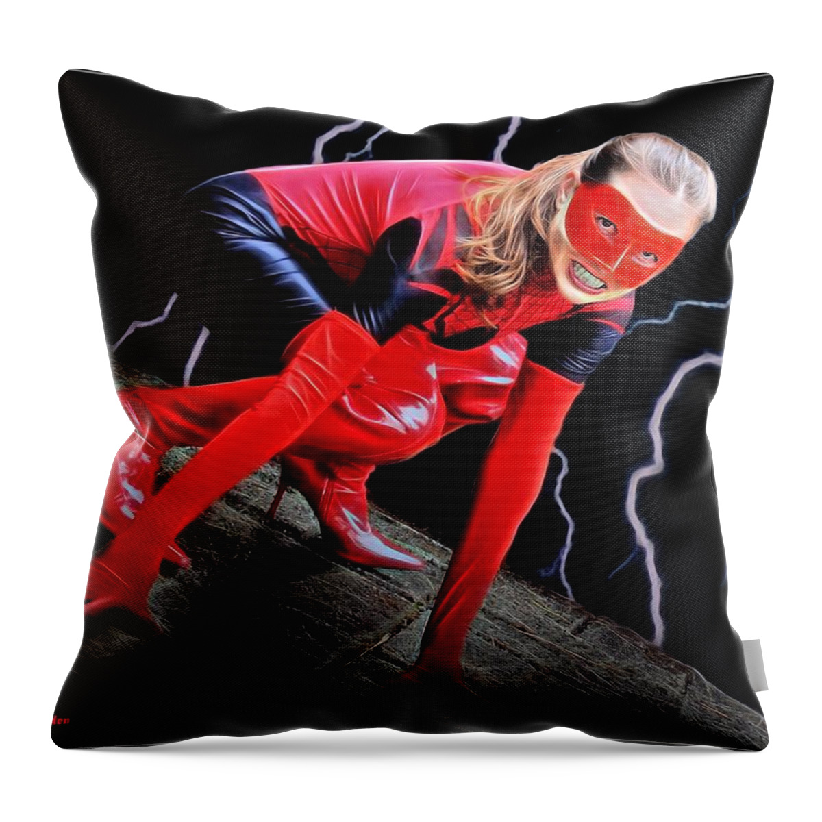 Fantasy Throw Pillow featuring the painting Spider Storm by Jon Volden
