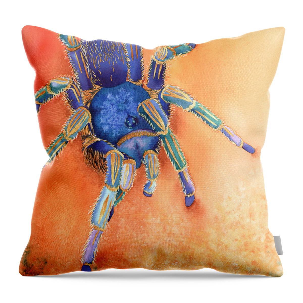 Costa Throw Pillow featuring the painting Spidy by Tracy L Teeter 