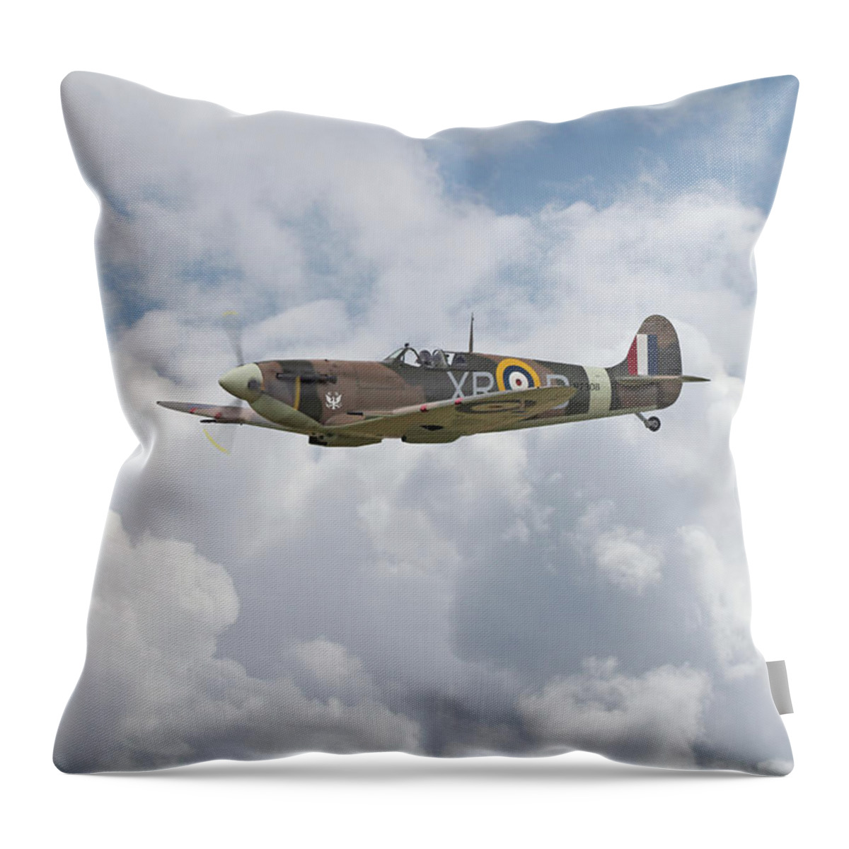 Aircraft Throw Pillow featuring the digital art  Spifire - US Eagle Squadron by Pat Speirs