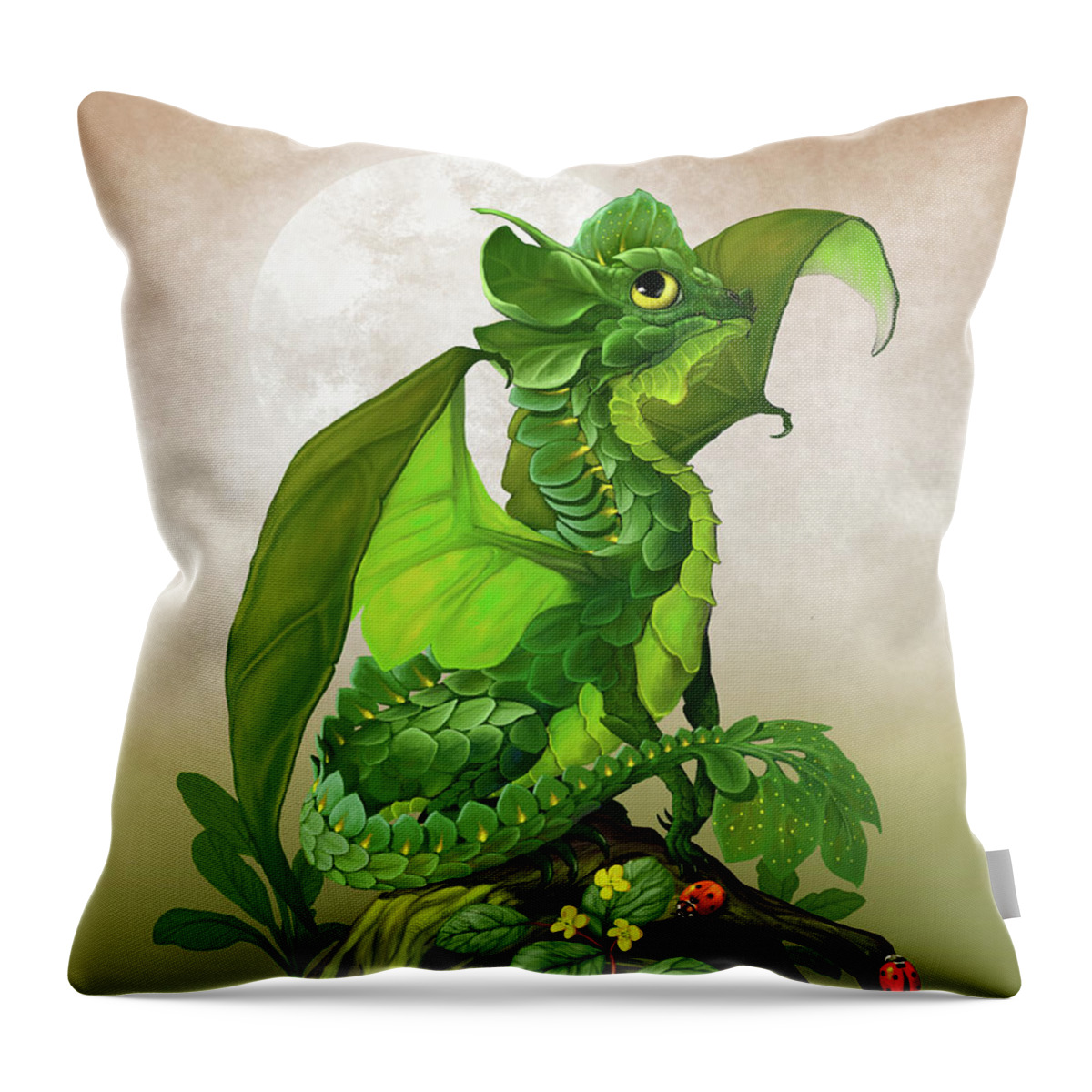 Spinach Throw Pillow featuring the digital art Spinach Dragon by Stanley Morrison