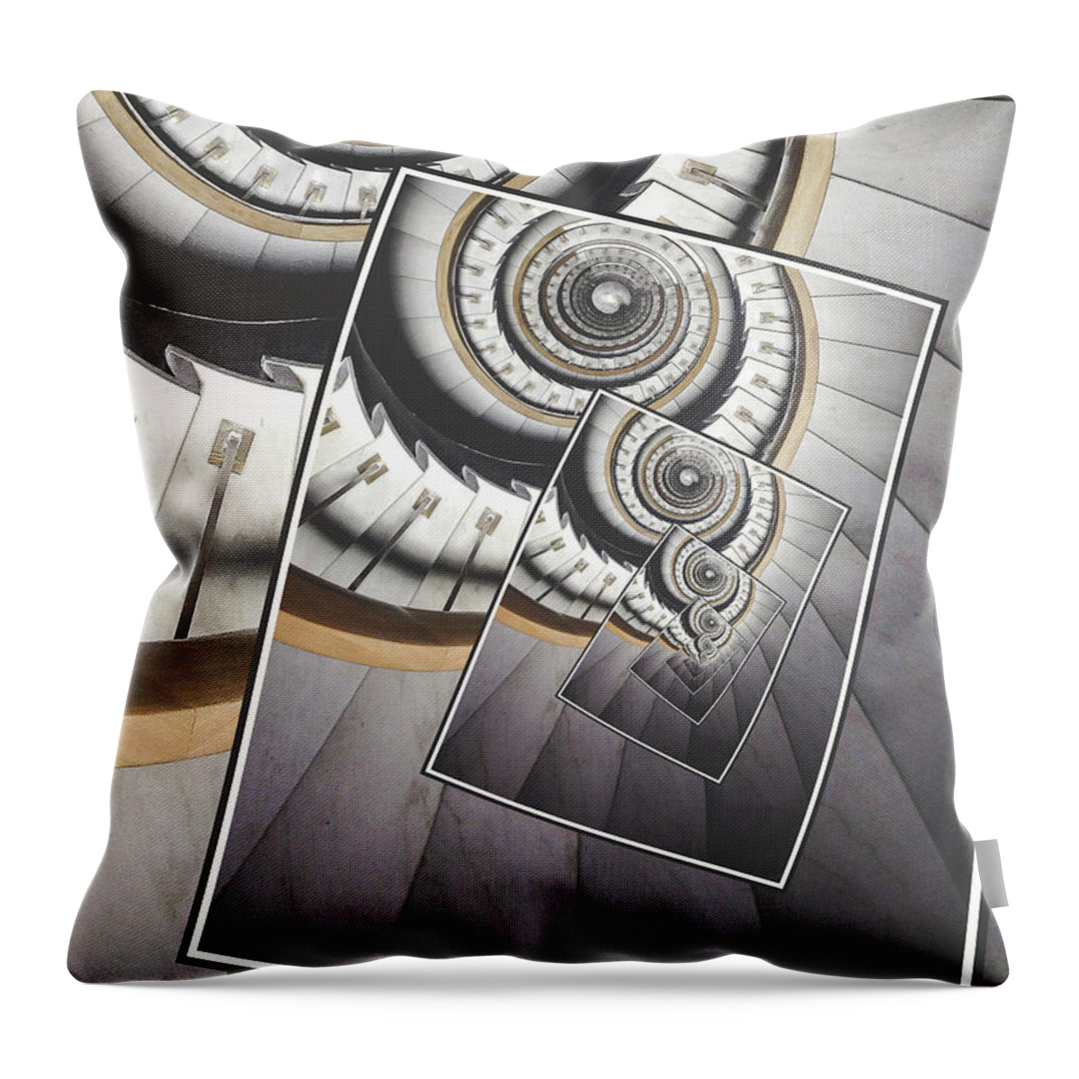 Droste Effect Throw Pillow featuring the digital art Spiral Staircase by Phil Perkins
