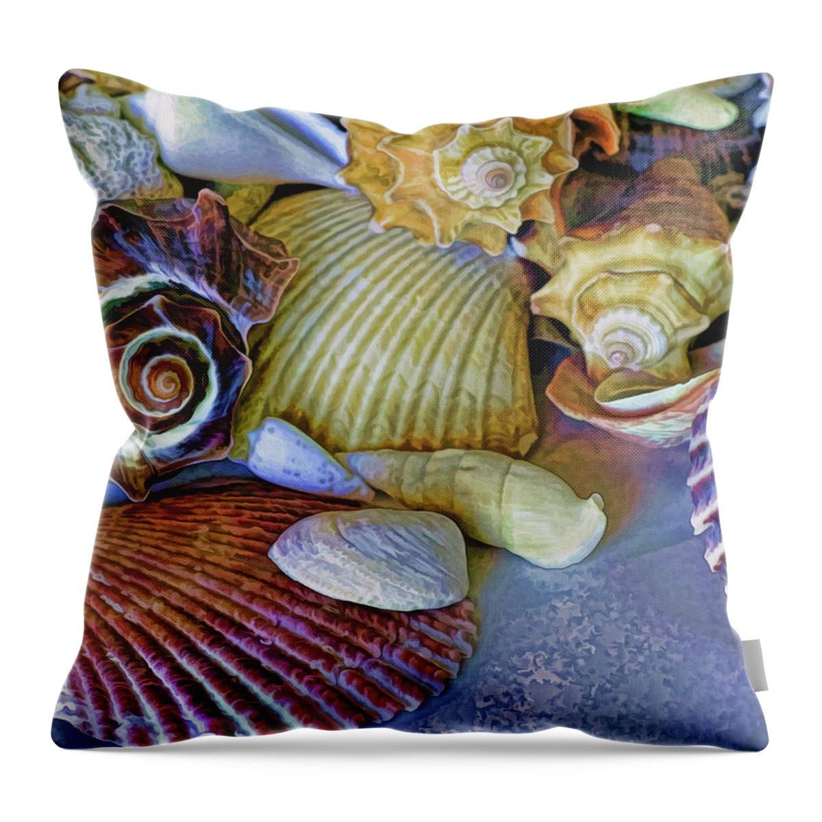 Seashells Throw Pillow featuring the photograph Spirals and Ridges 12 by Lynda Lehmann