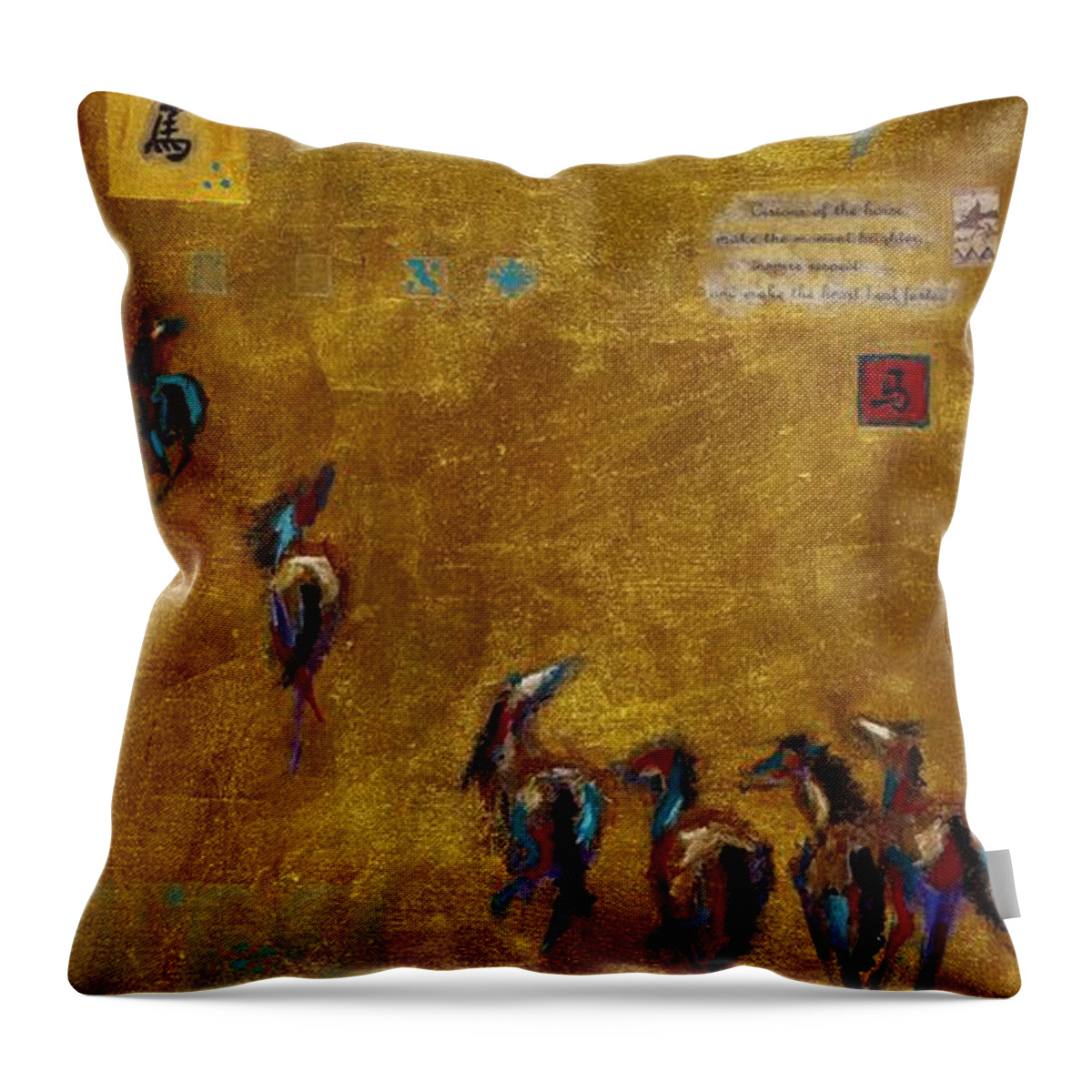 Horses Throw Pillow featuring the painting Spirit Horses by Frances Marino