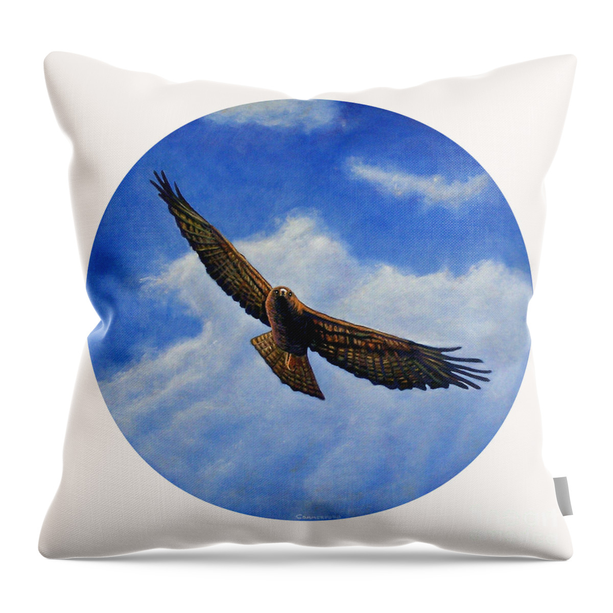 Hawk Throw Pillow featuring the painting Spirit in the Wind by Brian Commerford