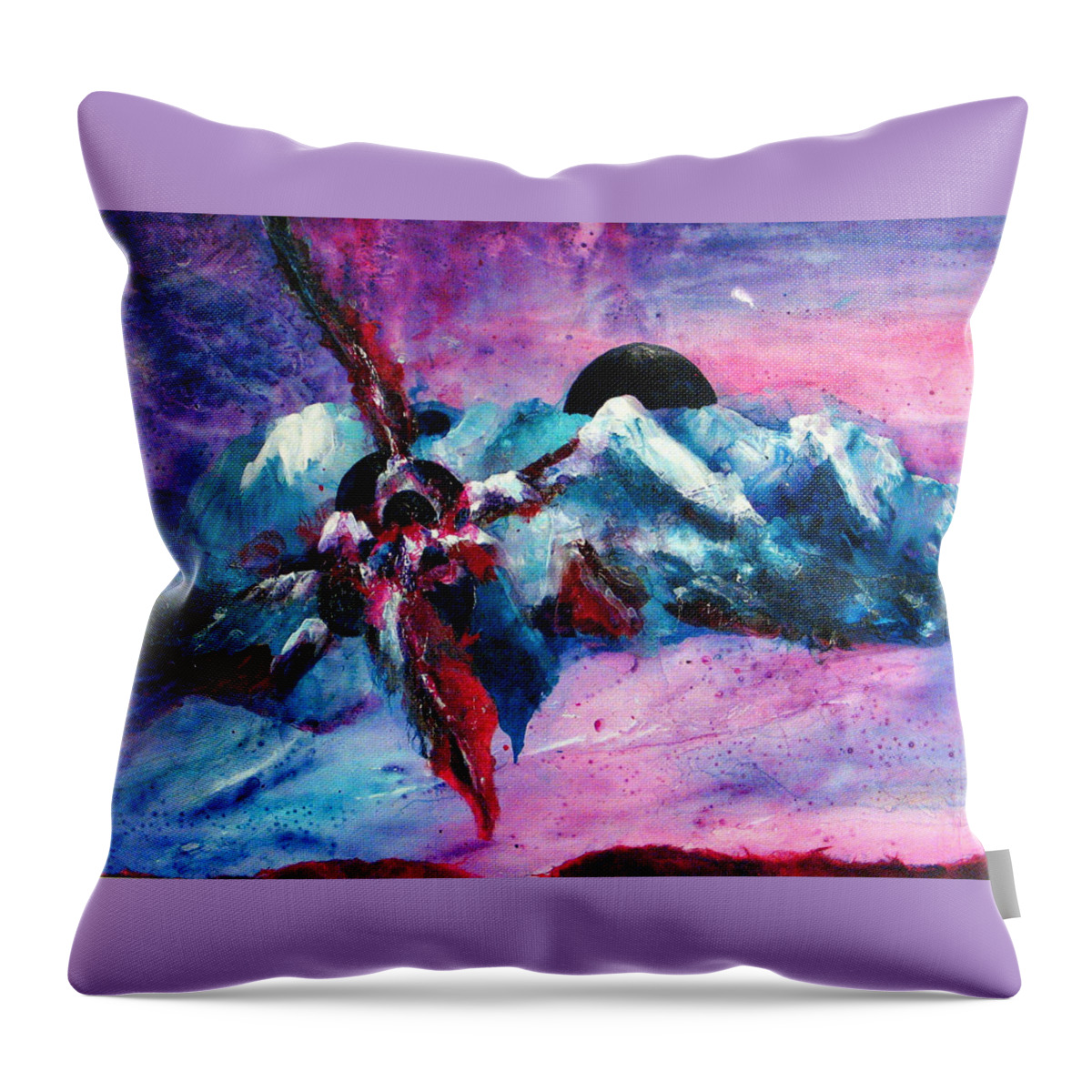 Red Throw Pillow featuring the mixed media Spirit by Janice Nabors Raiteri