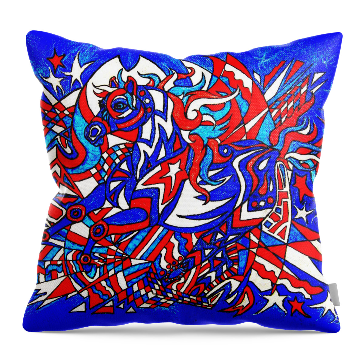 Horse Throw Pillow featuring the mixed media Spirit Of Freedom by Yvonne Blasy