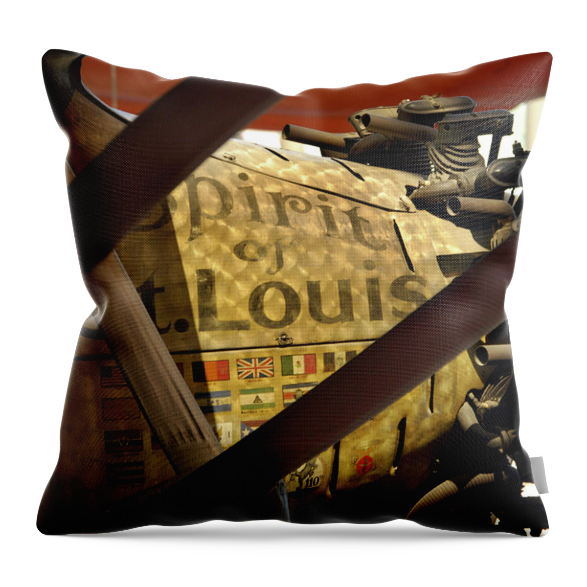 Spirit Of St. Louis Throw Pillow featuring the photograph Spirit Of St Louis At Smithsonian by Skip Willits