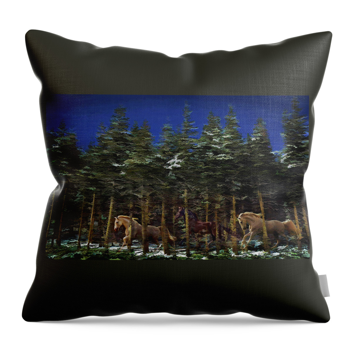 Herds Horses Throw Pillow featuring the photograph Spirits of the Forest by Melinda Hughes-Berland