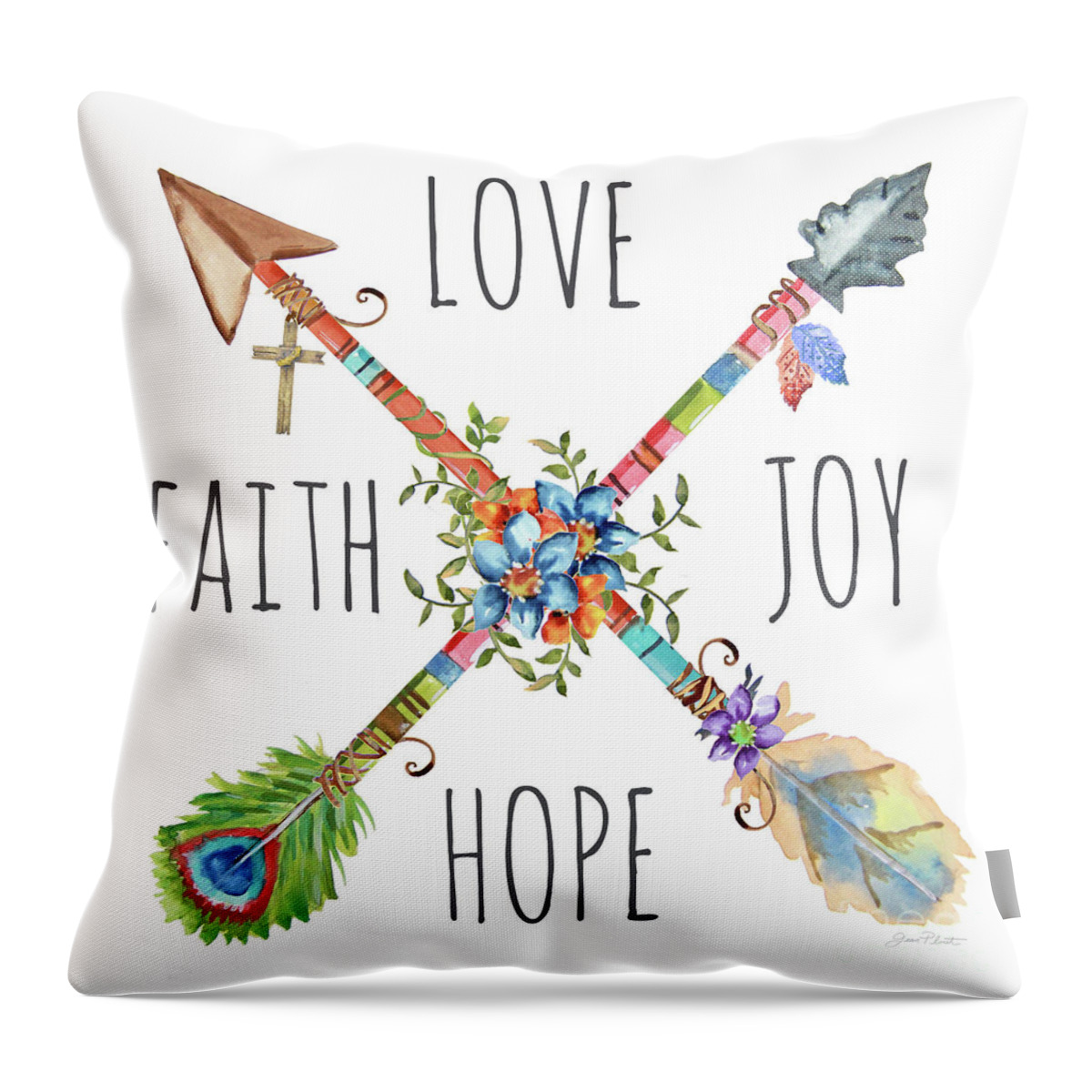 Arrow Throw Pillow featuring the painting Spiritual Arrows-B by Jean Plout