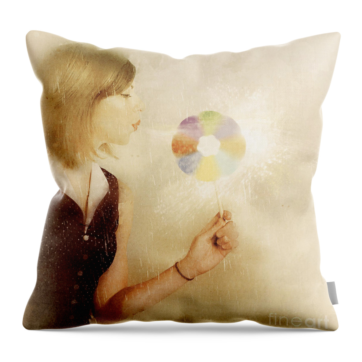 Woman Throw Pillow featuring the photograph Spiritual woman channelling her soul energy by Jorgo Photography