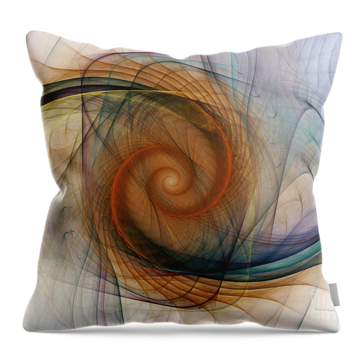 Abstract Throw Pillow featuring the digital art Spirograph Spiral by Karin Kuhlmann