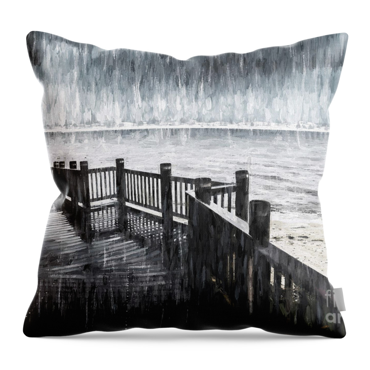Bridge Throw Pillow featuring the photograph Spit in the rain by Jorgo Photography