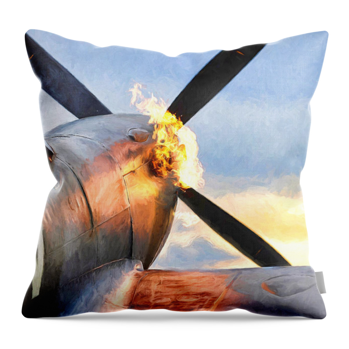 Bbmf Throw Pillow featuring the digital art Spitfire Hot Start 2 by Roy Pedersen
