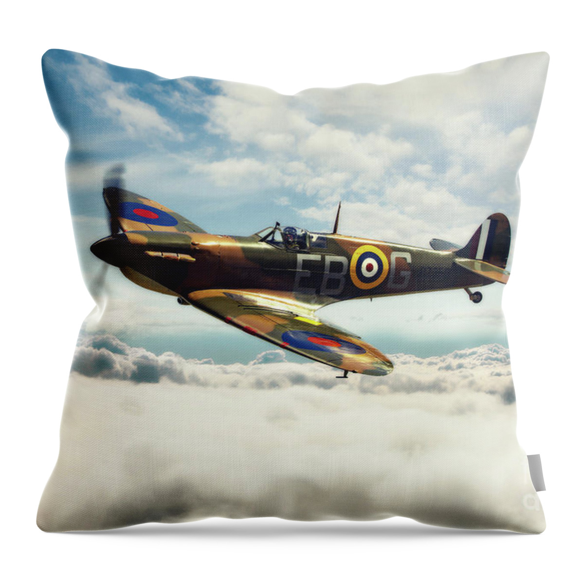 Supermarine Spitfire P7350 Throw Pillow featuring the digital art Spitfire P7350 by Airpower Art