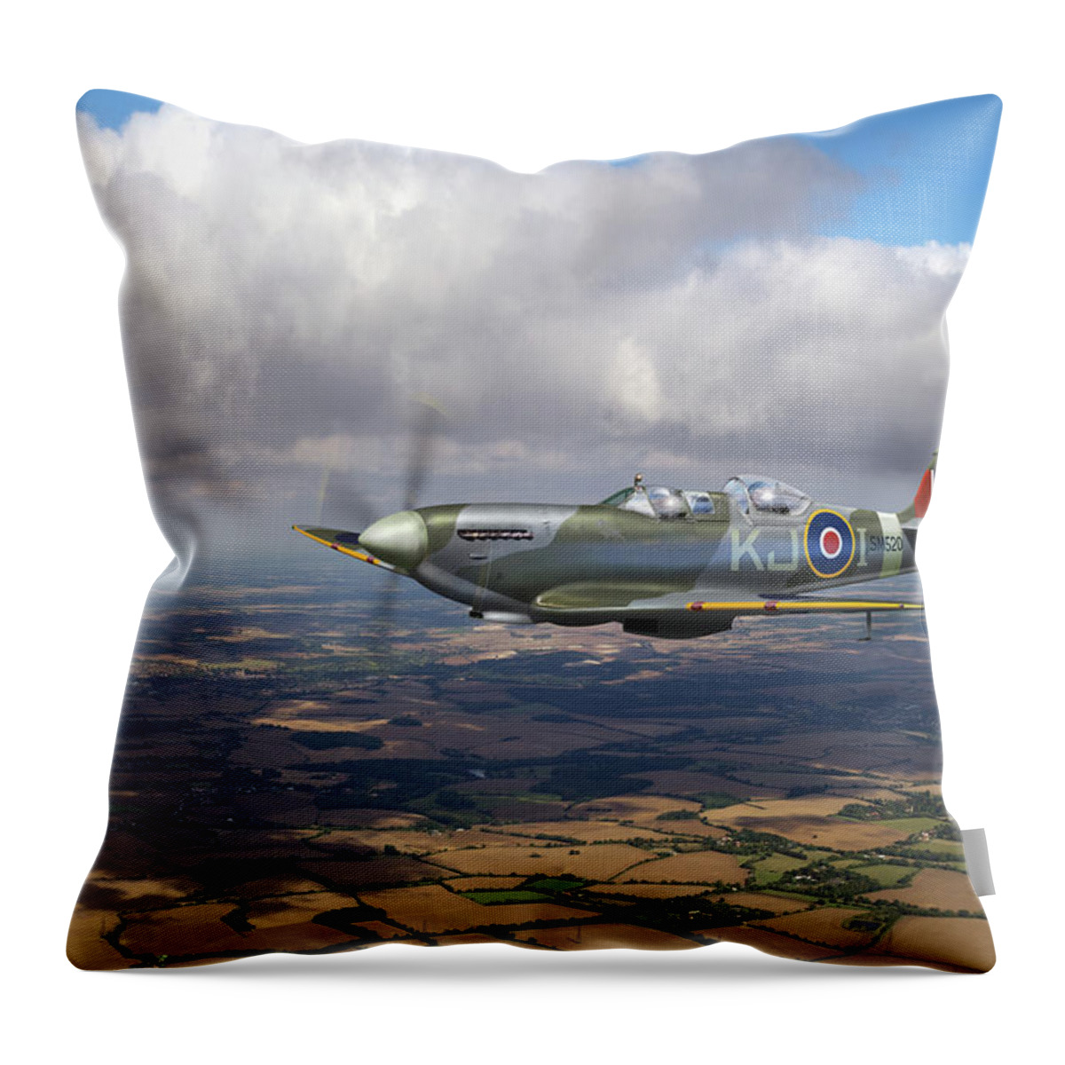 Boultbee Flight Academy Throw Pillow featuring the photograph Spitfire TR 9 SM520 by Gary Eason