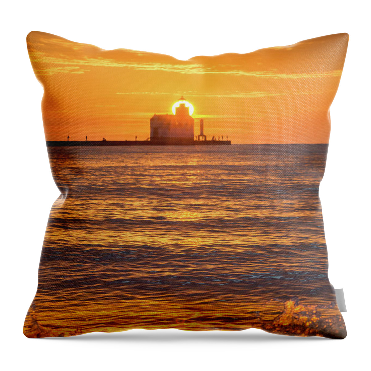 Lighthouse Throw Pillow featuring the photograph Splash of Light by Bill Pevlor