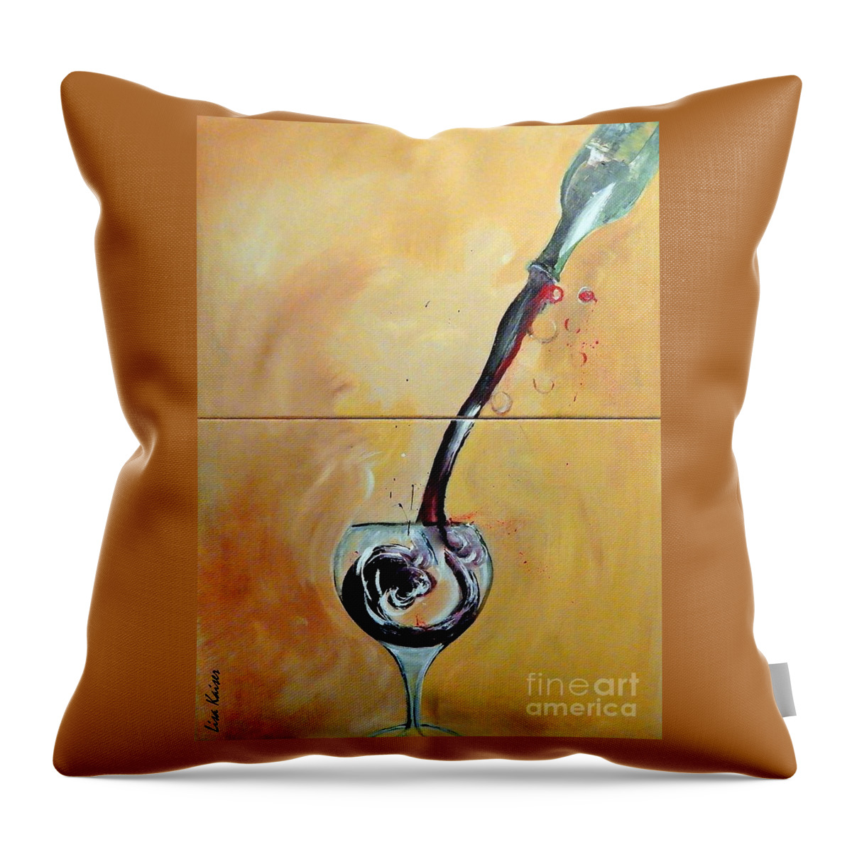 Wine Throw Pillow featuring the painting Splashing by Lisa Kaiser