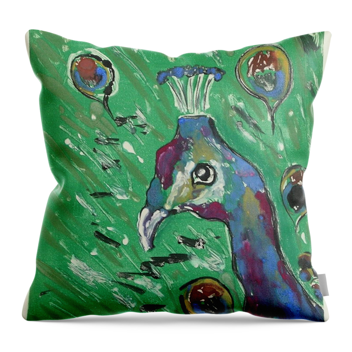 Peacock Throw Pillow featuring the mixed media Splendor Is The Night by Cori Solomon