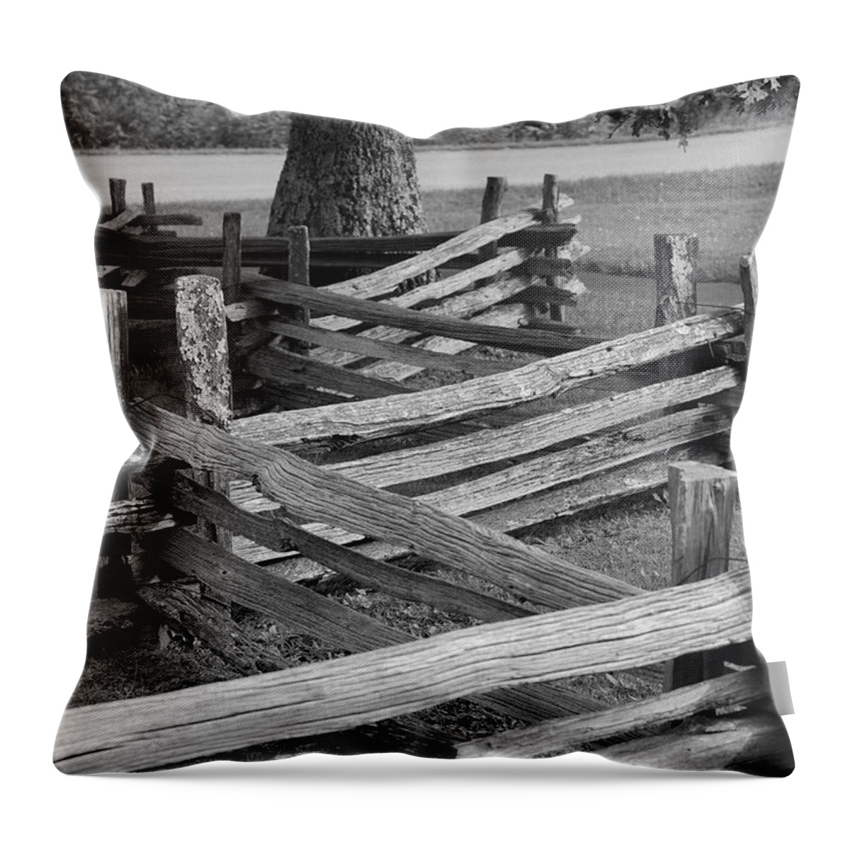 Road Throw Pillow featuring the photograph Split Rail Fence by Eric Liller