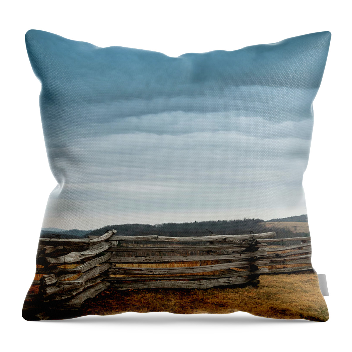 Appalachian Mountains Throw Pillow featuring the photograph Split Rail Fence on the Blue Ridge Parkway by Kelly VanDellen