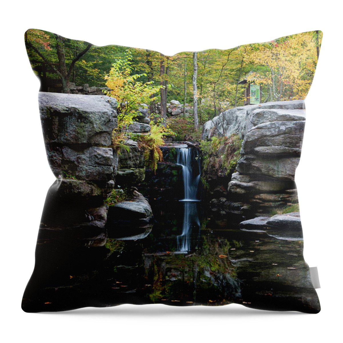 Waterfall Throw Pillow featuring the photograph Split Rock in October #1 by Jeff Severson
