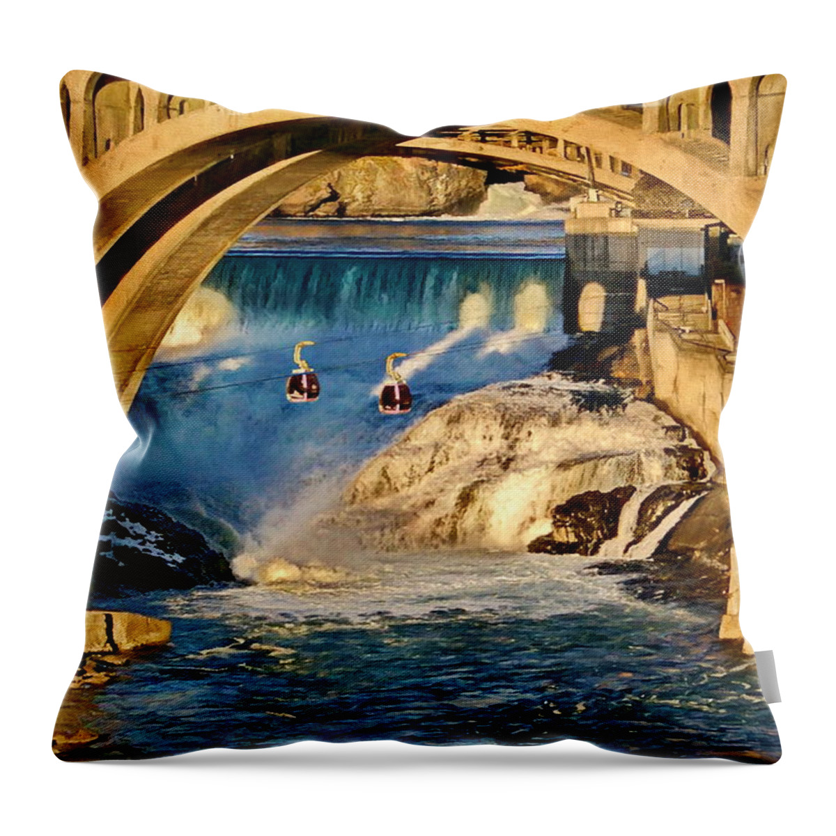 Arch Throw Pillow featuring the digital art Spokane Monroe Street Bridge by Russ Harris