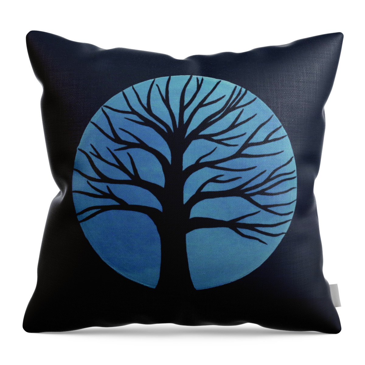 Spooky Throw Pillow featuring the painting Spooky Tree Blue by Sarah Jean