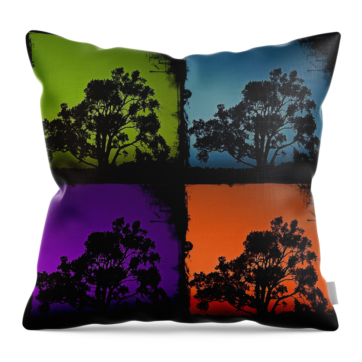 Tree Throw Pillow featuring the photograph Spooky Tree- Collage 1 by KayeCee Spain