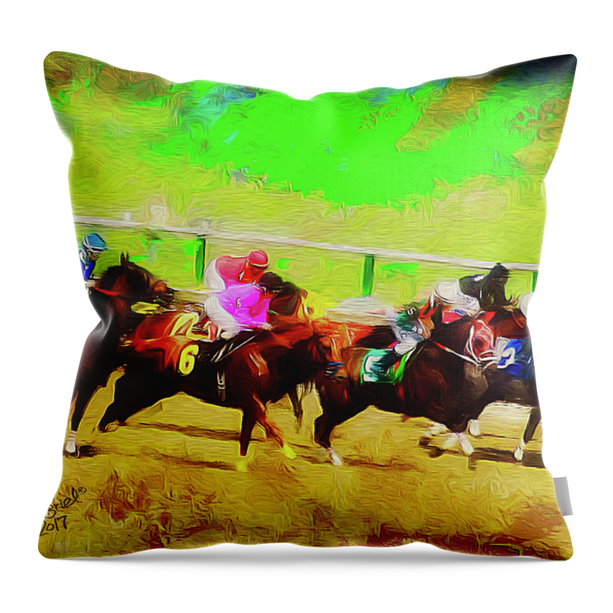 Kentucky Derby Throw Pillow featuring the digital art Sport Of Kings by Ted Azriel