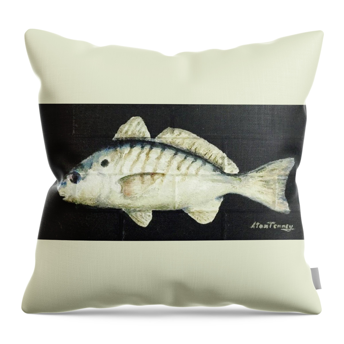 Fish Throw Pillow featuring the painting Spot by Stan Tenney