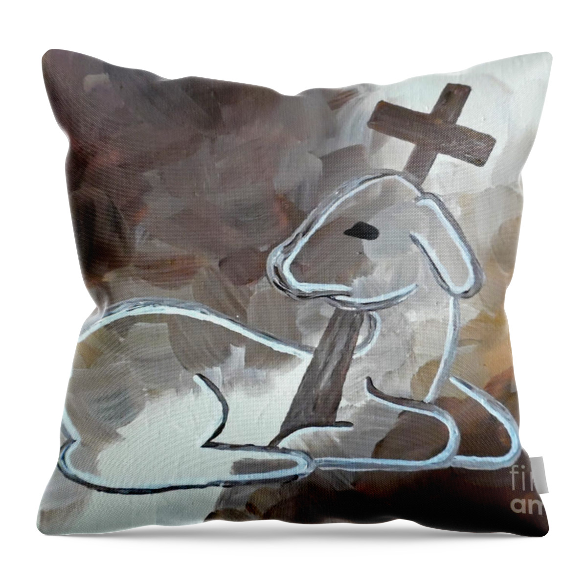 Lamb Religious Throw Pillow featuring the painting Spotless Lamb by Jilian Cramb - AMothersFineArt