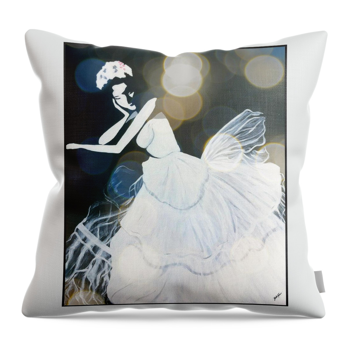Black Throw Pillow featuring the digital art Spotlight on Elvira by Yolanda Holmon