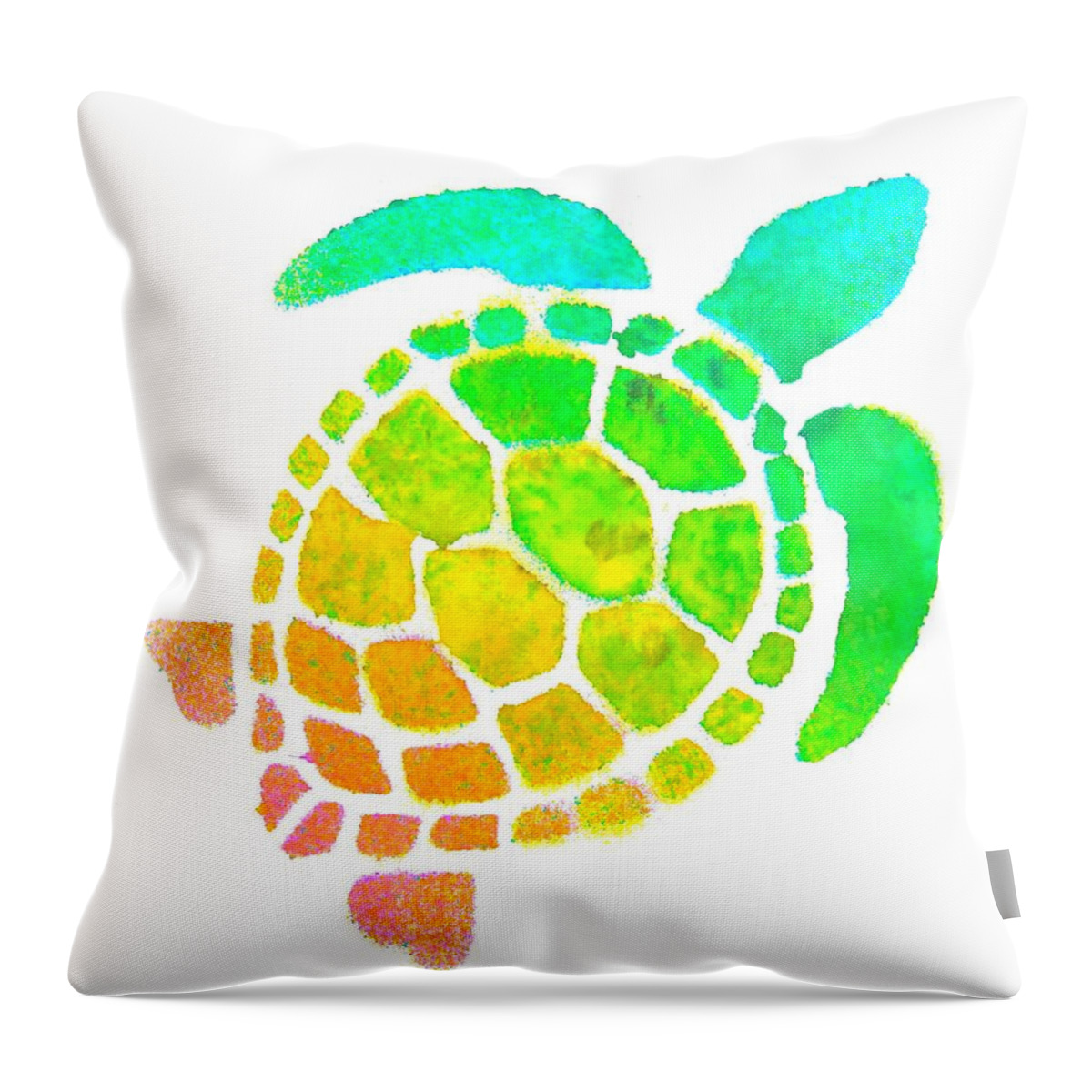 Turtle Throw Pillow featuring the painting Spray Turtle by Sarah Krafft