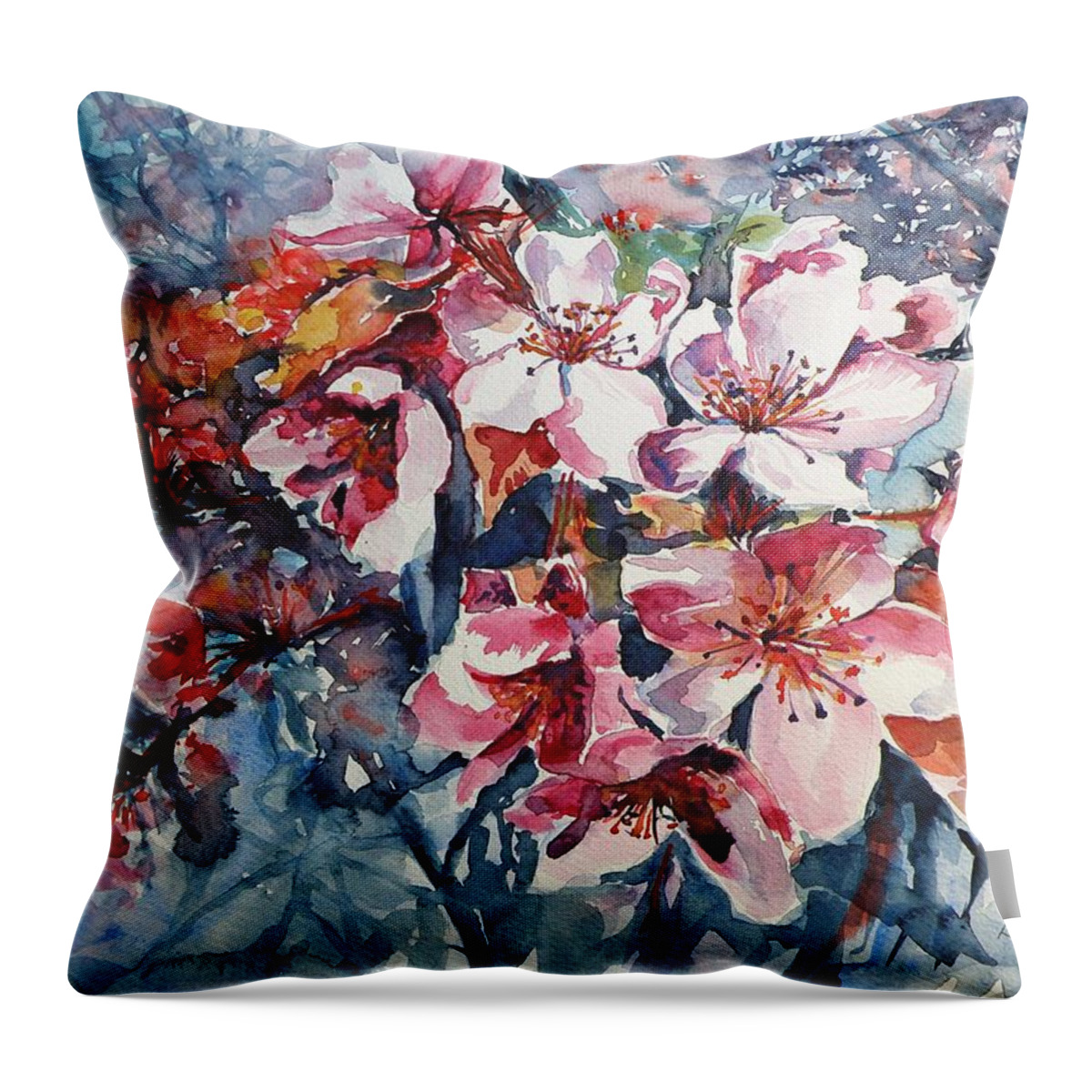 Spring Throw Pillow featuring the painting Spring beauty by Kovacs Anna Brigitta