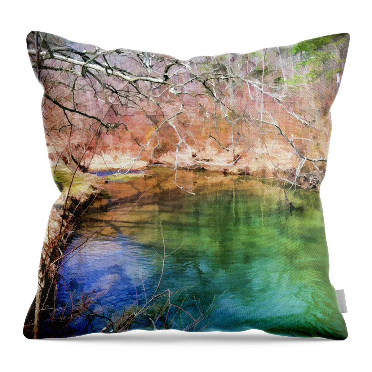 Spring Throw Pillow featuring the photograph Spring Beginnings Along The Creek by Kerri Farley