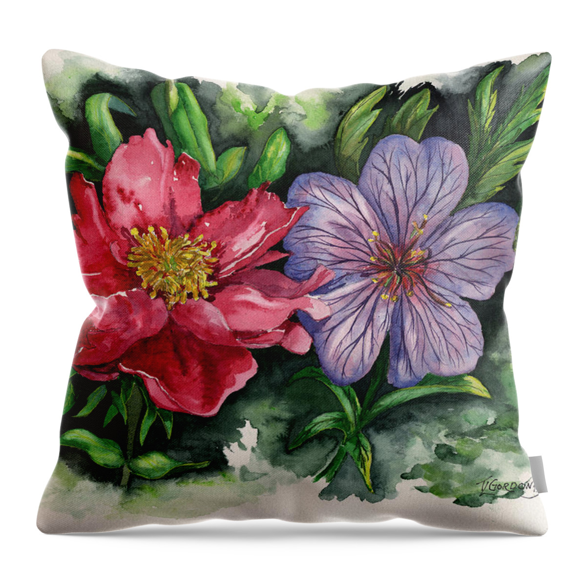 Tim Throw Pillow featuring the painting Spring blooms by Timithy L Gordon