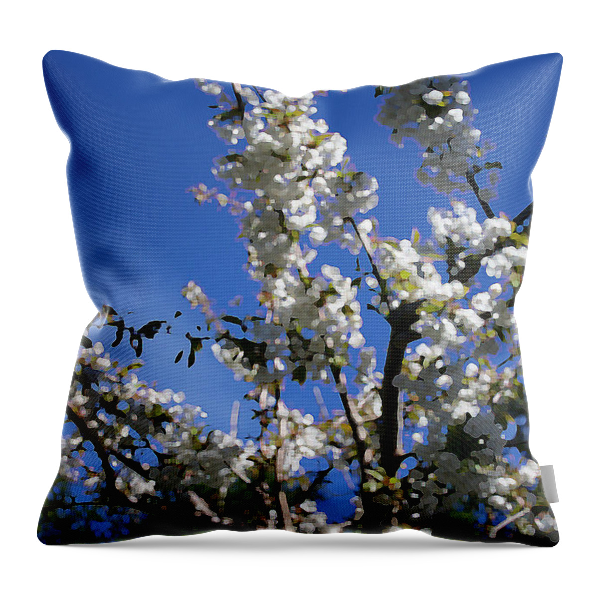 White Flowers Throw Pillow featuring the photograph Spring Cherry Blossoms by Mary Gaines