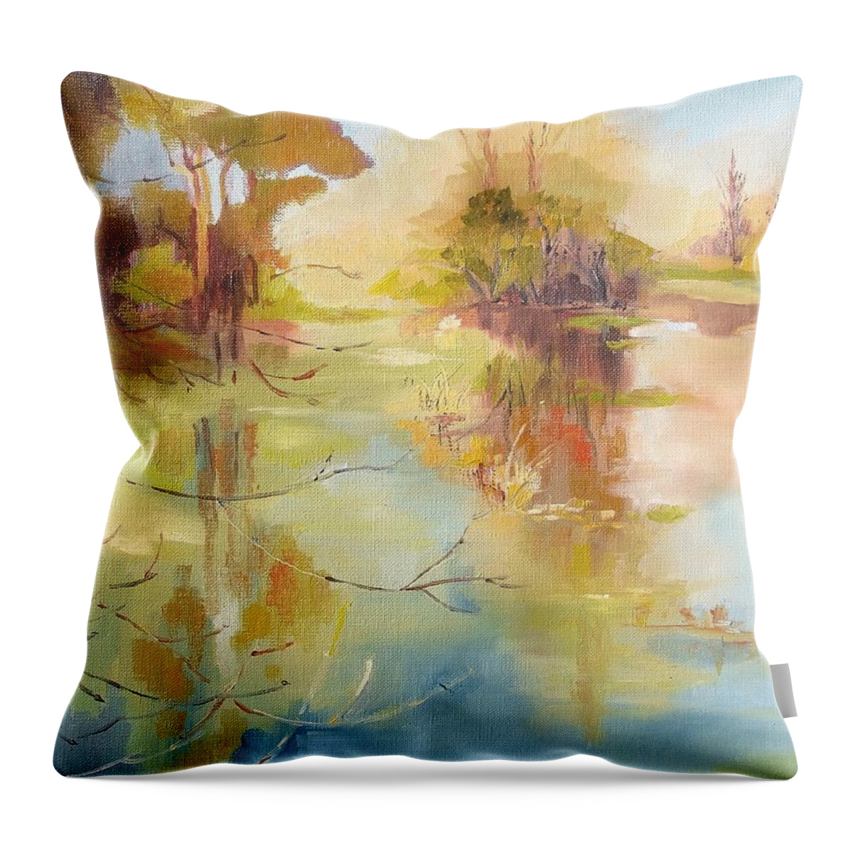  Throw Pillow featuring the painting Spring comes by Kim PARDON