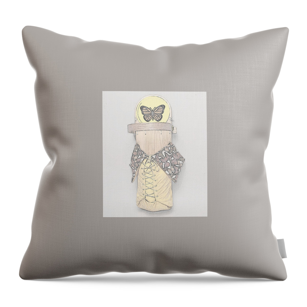 Monarch Butterfly Throw Pillow featuring the mixed media Spring Cradleboard by Douglas Limon