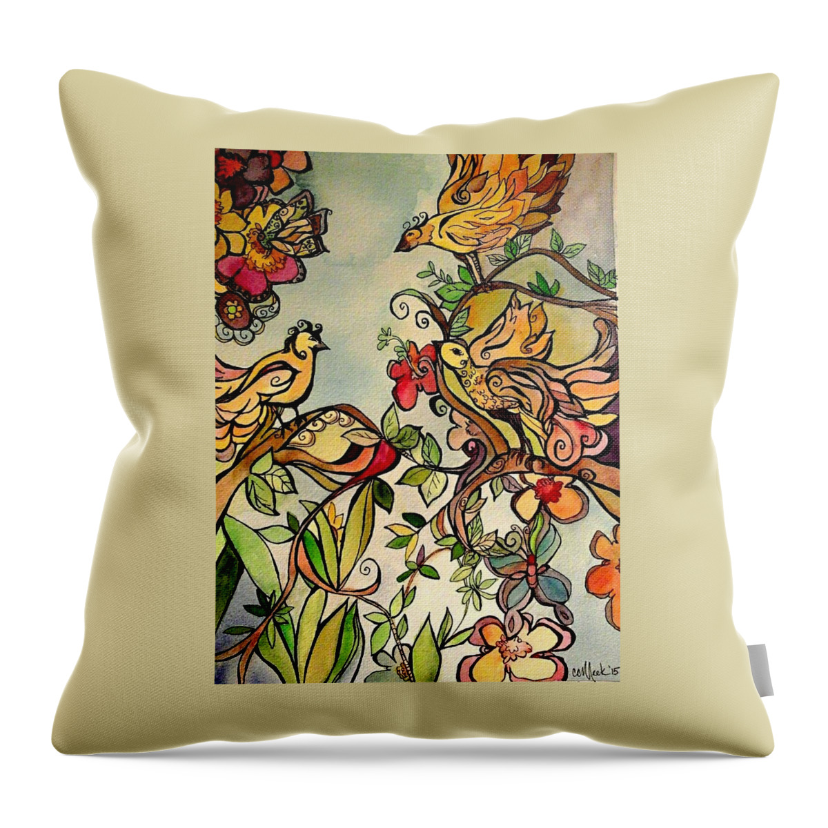 Spring Throw Pillow featuring the mixed media Spring day by Claudia Cole Meek