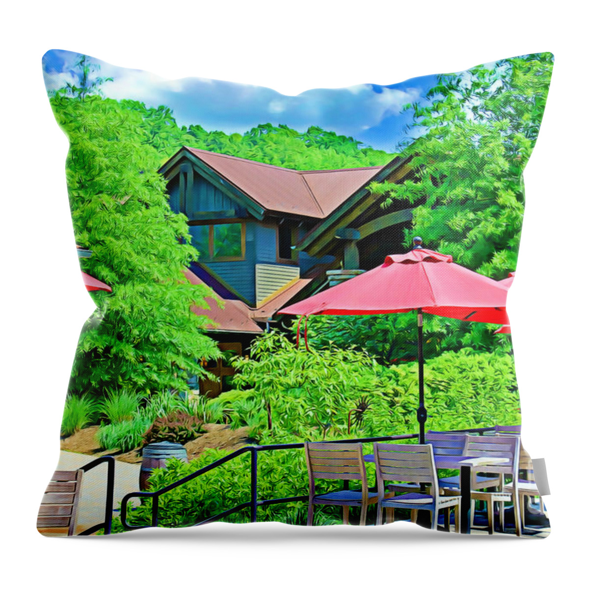 Landscape Throw Pillow featuring the digital art Spring Day In Virginia by Judy Palkimas