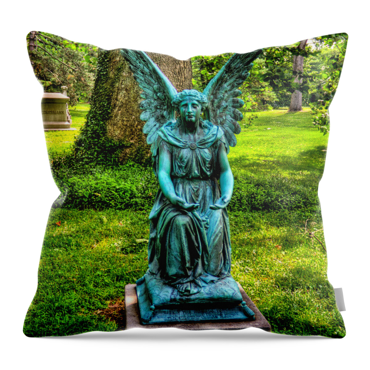 Spring Grove Throw Pillow featuring the photograph Spring Grove Angel by Jonny D