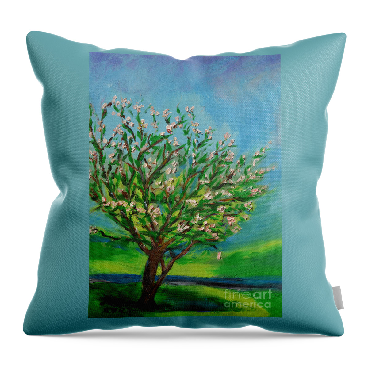 Art Throw Pillow featuring the painting Spring by Karen Francis