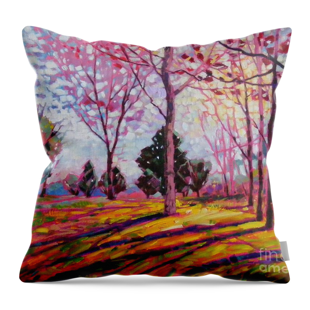 Spring Throw Pillow featuring the painting Spring light by Celine K Yong