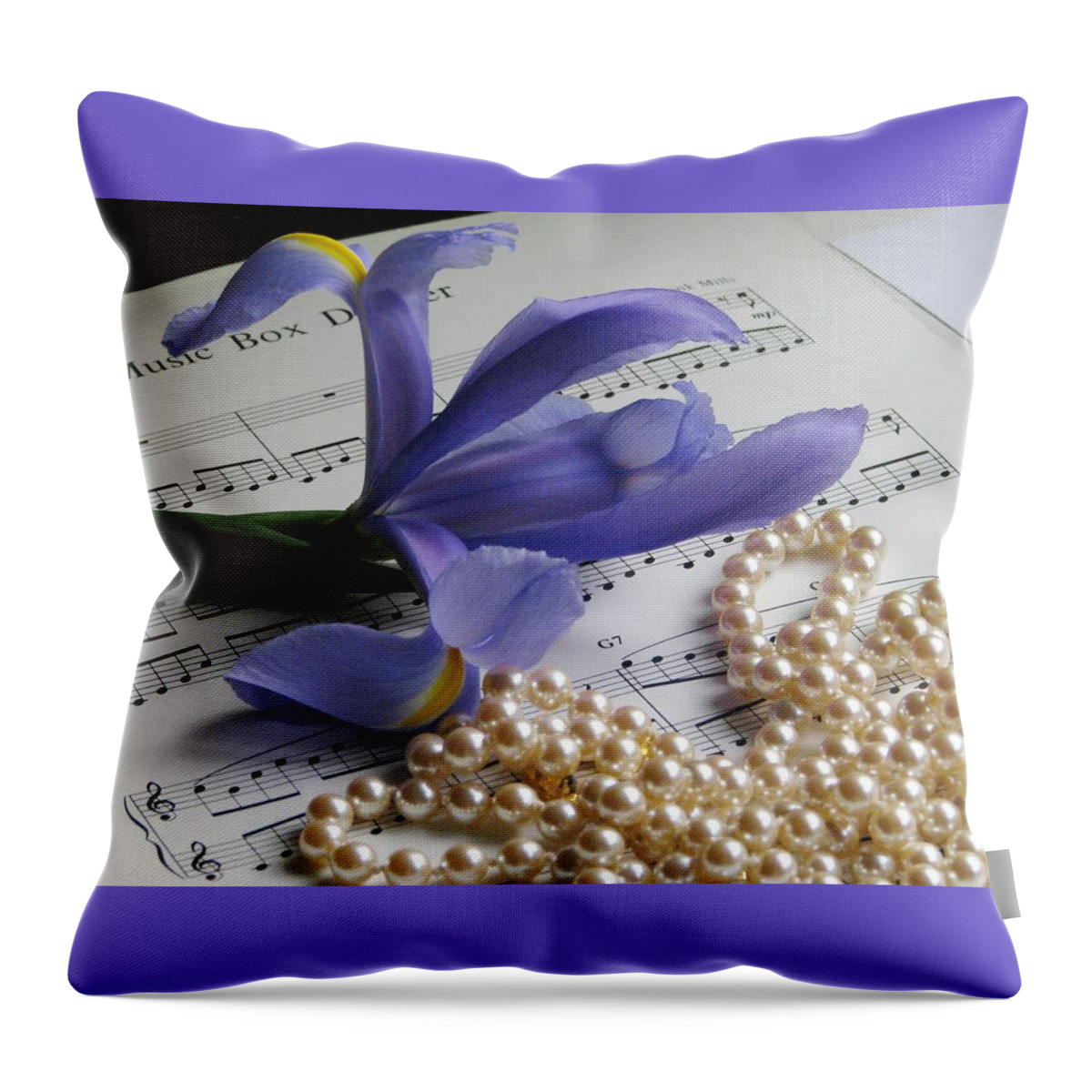 Japanese Iris Throw Pillow featuring the photograph Spring Melody by Angela Davies